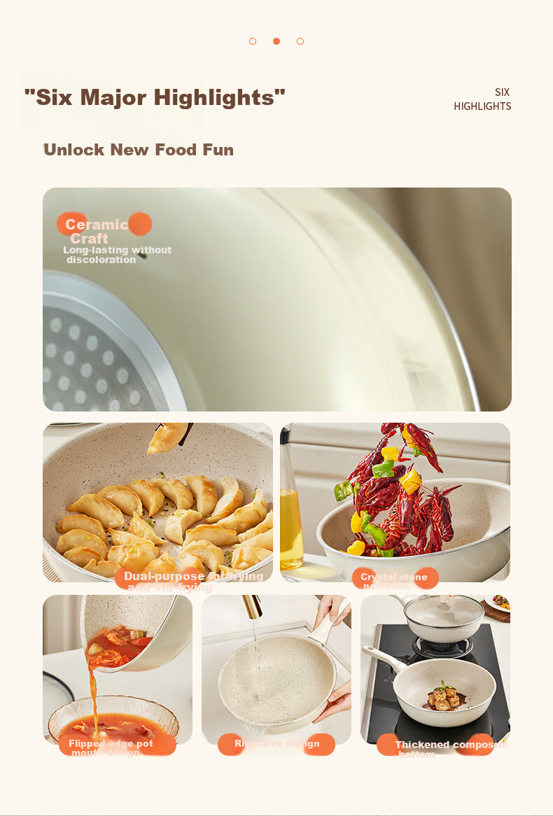 ASD Wok with Ceramic Exterior And Non-Stick Interior, Flat Bottom Frying Pan for Home Use, 30cm, Compatible with Gas And Induction Cooktops, CL30T6WG-D 2