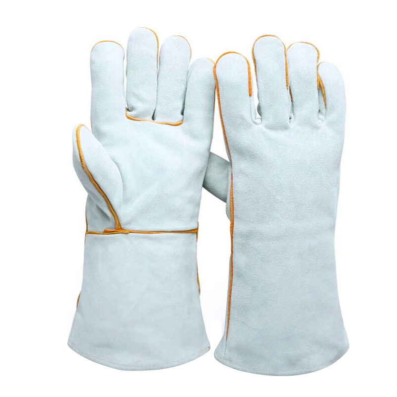 Huadun Welding Gloves, Protective Electric Welding Gloves, Heat-Resistant Insulated Cowhide Welding Gloves, Soft Leather Short Work Gloves, Wear-Resistant Driver Gloves, 14-Inch Cowhide Gloves, One Size Fits All