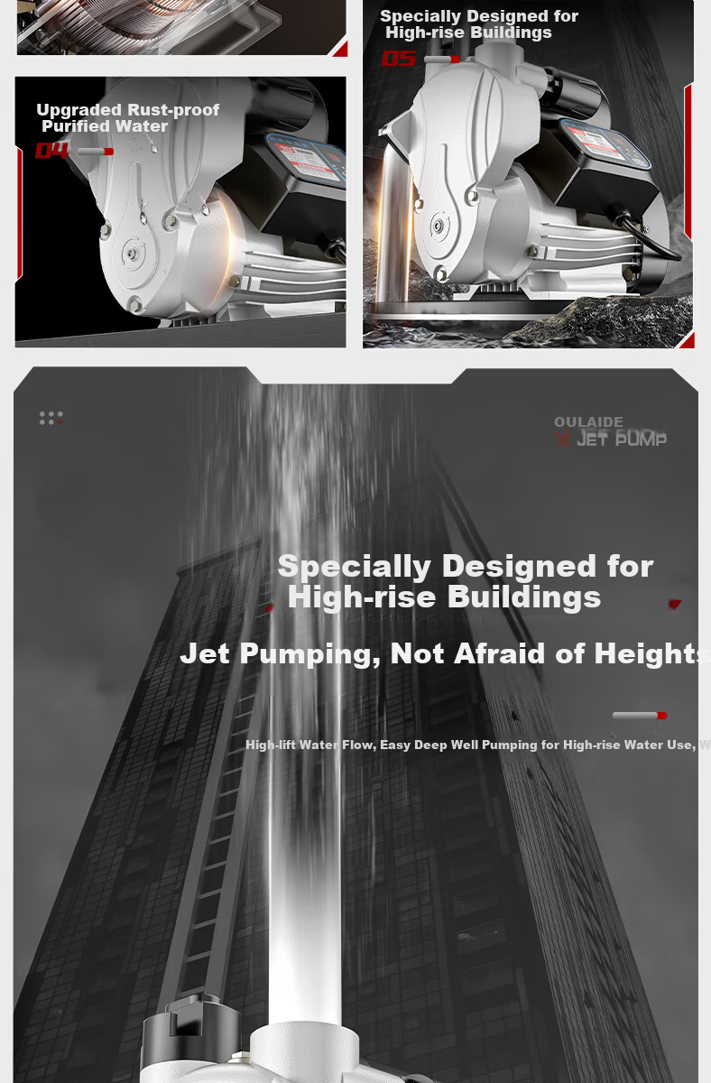 Oulaide Household Booster Pump, Fully Automatic Water Heater, Whole-House Water Pump, Pressure Boosting Pump, Pipeline Pump, Self-Priming Pump 3