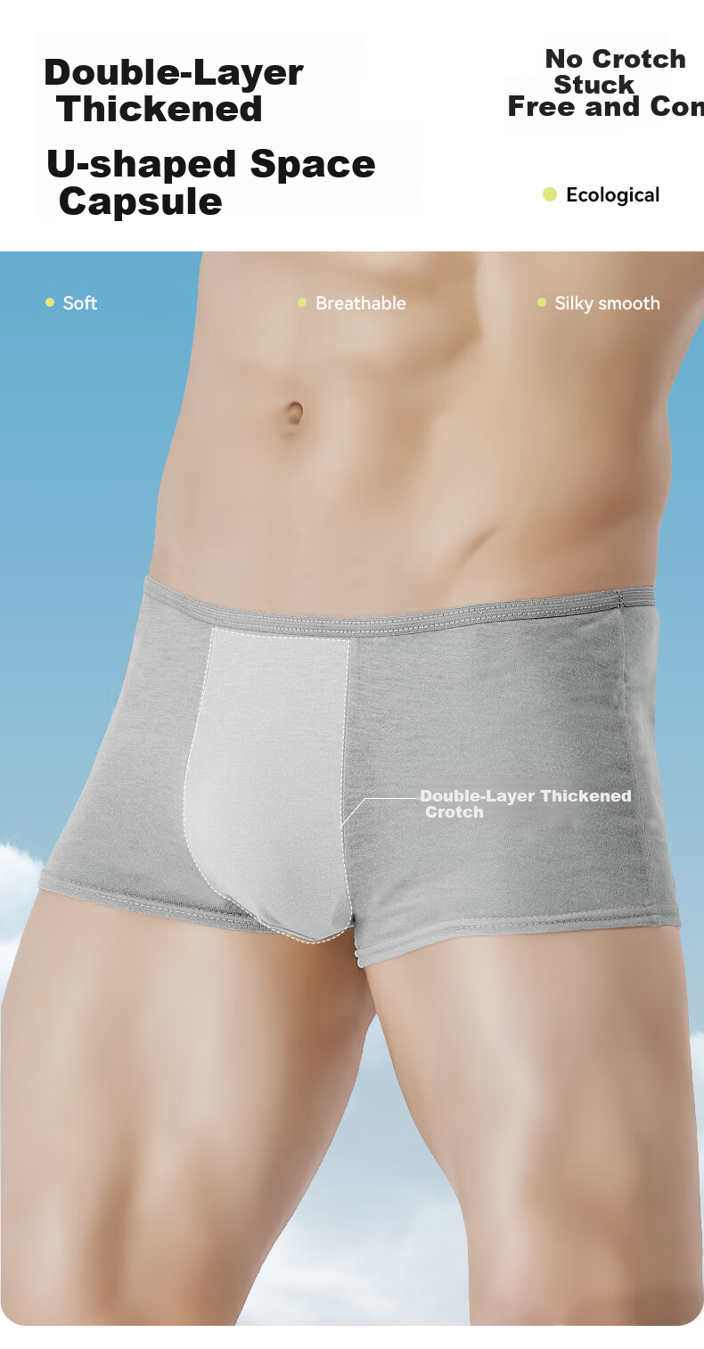 ASSHION Men's Disposable Underwear, Boxer Briefs, Sterilized, Travel-Friendly, No-Wash, Four-Corner Underwear, Gray Boxer Briefs, 5 Pieces, 3XL 9
