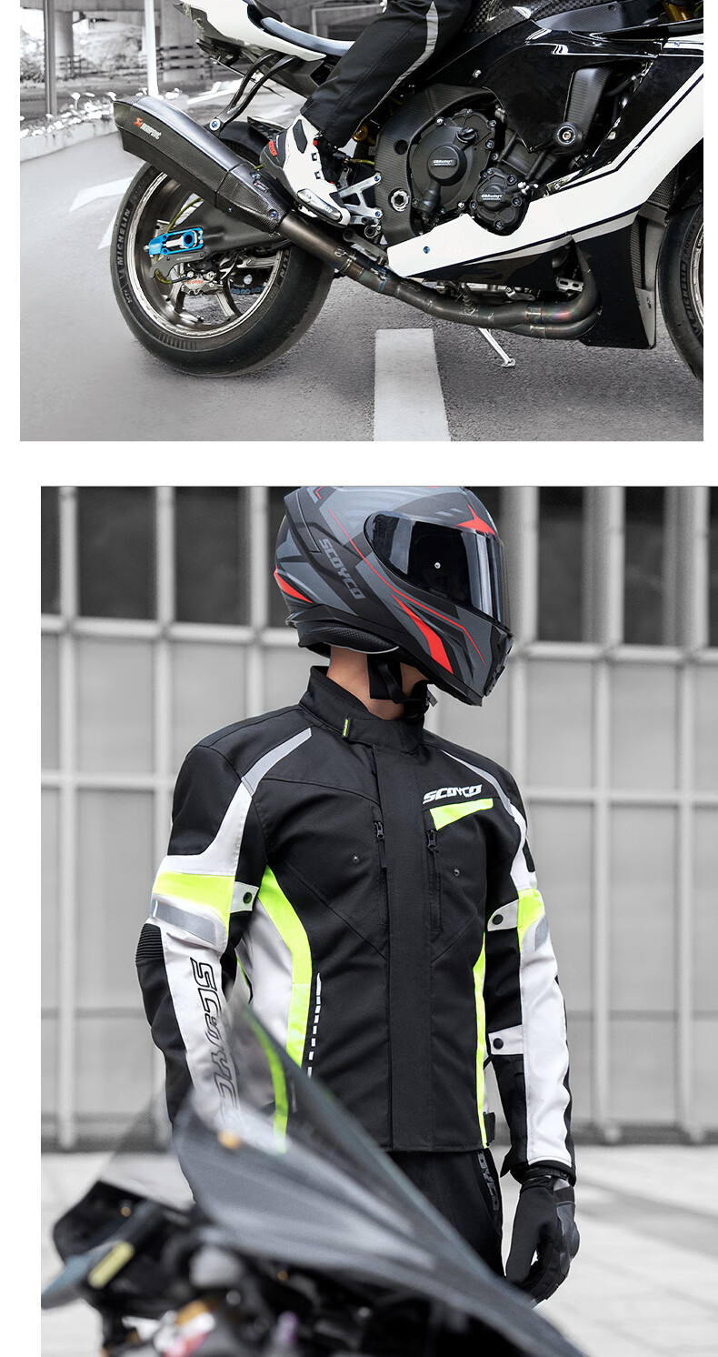 SCOYCO Motorcycle Riding Suit, Racing-Style Protective Gear, Anti-Fall, Windproof, Wear-Resistant, Specialized Equipment for Men, All Seasons 25