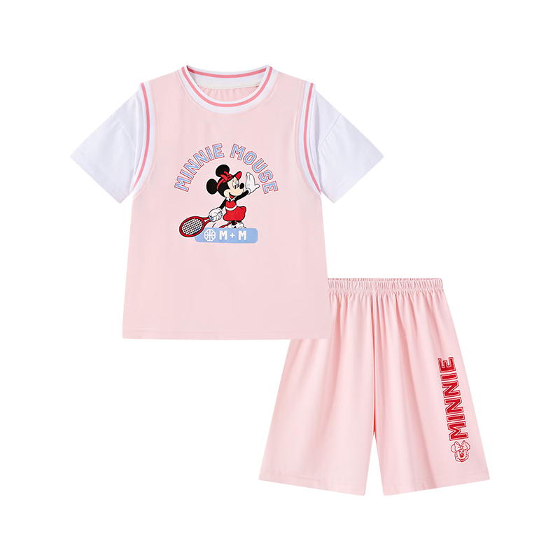 Disney Girls' Sports Set 2026 New Quick-Dry Short Sleeve Top and Shorts Summer Two-Piece Kids' Outfit