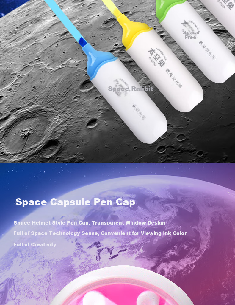 Genvana Nebula Soft Tip 4-Color Highlighter, Large Capacity, for Marking Points, Drawing, Doodling, Handwritten Notes, Journaling, Elementary And Middle School Students, 4 Pens/box, G-0550 5
