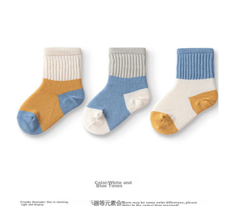 BALABALA Baby Mid-Calf Socks Cotton Autumn Season Boys Girls Newborn Infant Socks Non-Binding Three Pairs Pack 208924172213 13