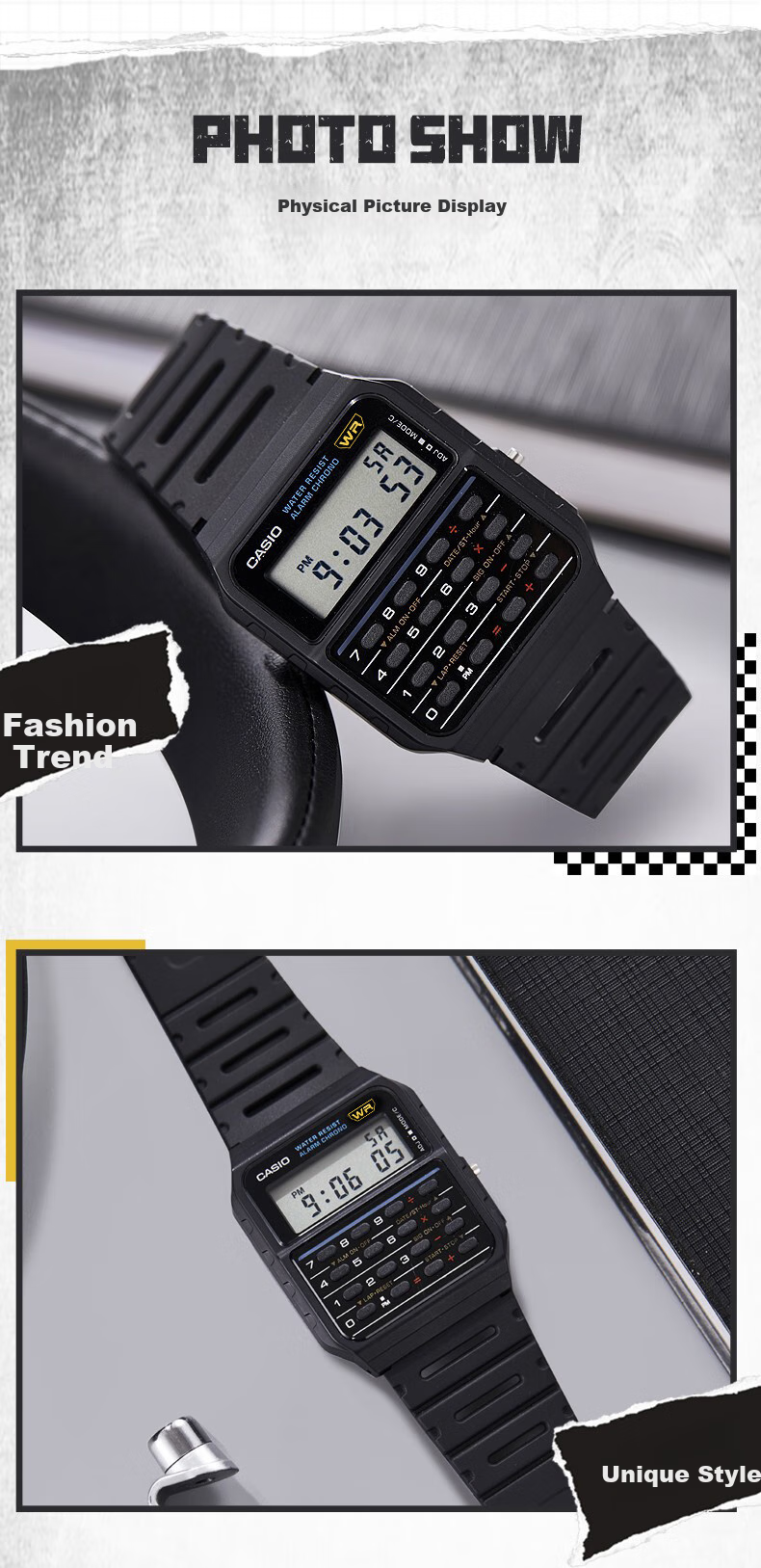 CASIO Watch for Men, Small Square Design, Popular among "Desperate Housewives" Fans And Students, Electronic Calculator Watch for Men And Women, Model CA-53W 6