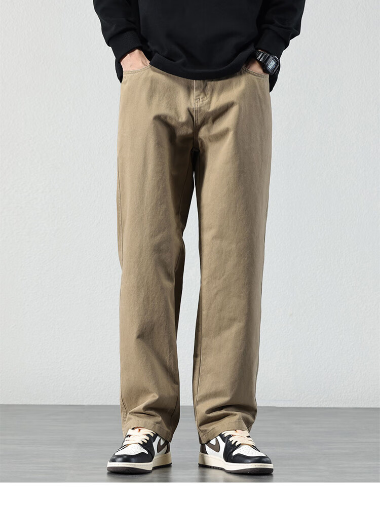 Pierre Cardin Men's Casual Pants Spring Summer Loose Straight Cotton Work Pants Coffee Regular L 8