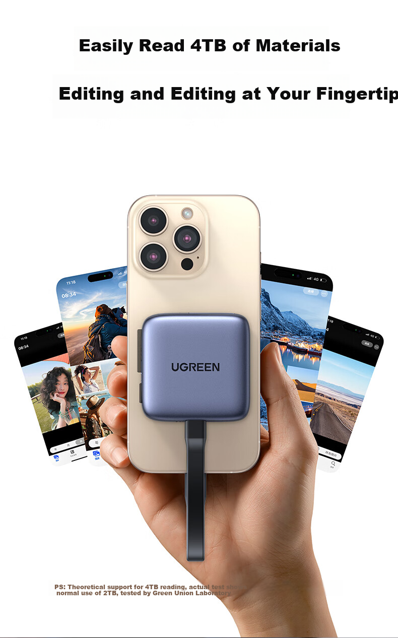 UGREEN Magnetic SD/TF Card Reader 4.0 Dual Card Type-C Phone 312MB/s Memory Expansion Compatible with Apple 17/16/Laptops/iPads/Cameras 13