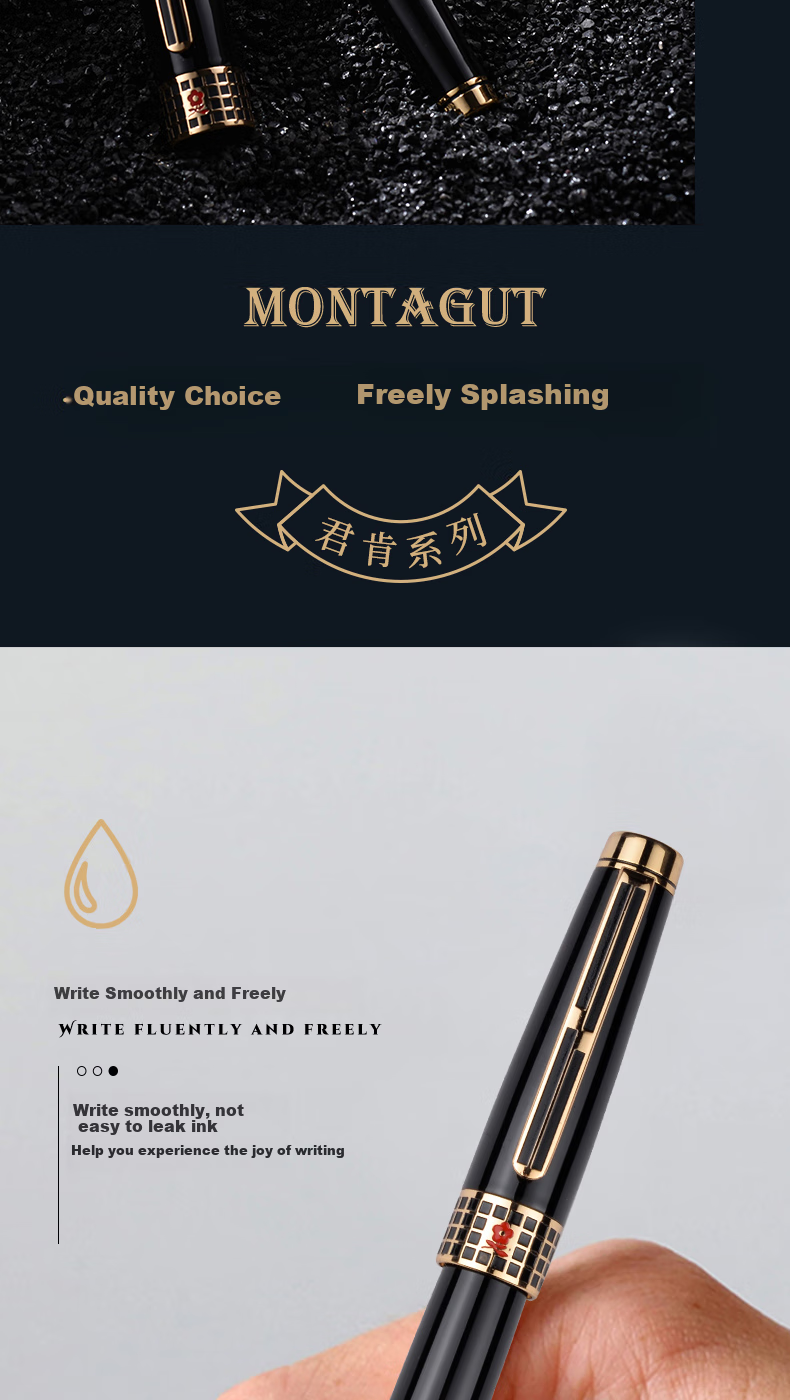 MONTAGUT [Best-Selling Product] Signature Pen for Men And Women, Business Writing Office High-End Gift Box Set, Gift Companion Gift Junken Series Gray 0.5mm 5