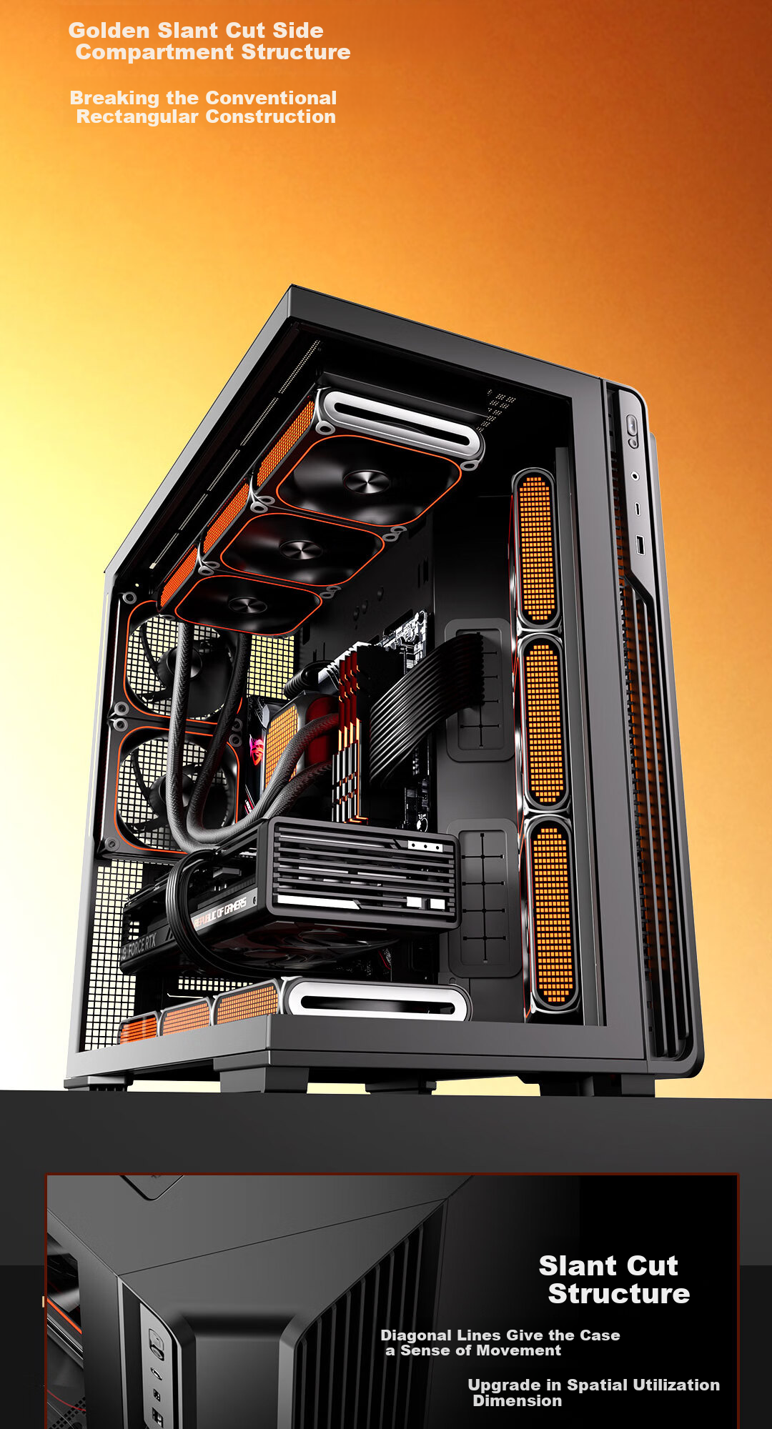 Aigo Starry Sky White Gaming Desktop Computer Case, ATX Motherboard, Supports 360mm Water Cooling, Left And Right Compartment Design, 5090 Graphics Card Compatible 3