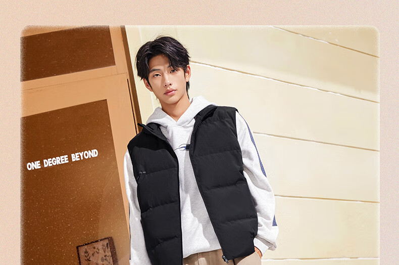 361° Men's Down Vest Autumn Winter New Waterproof Warm Sports Casual Running Stand Collar Jacket 652544401-4 14