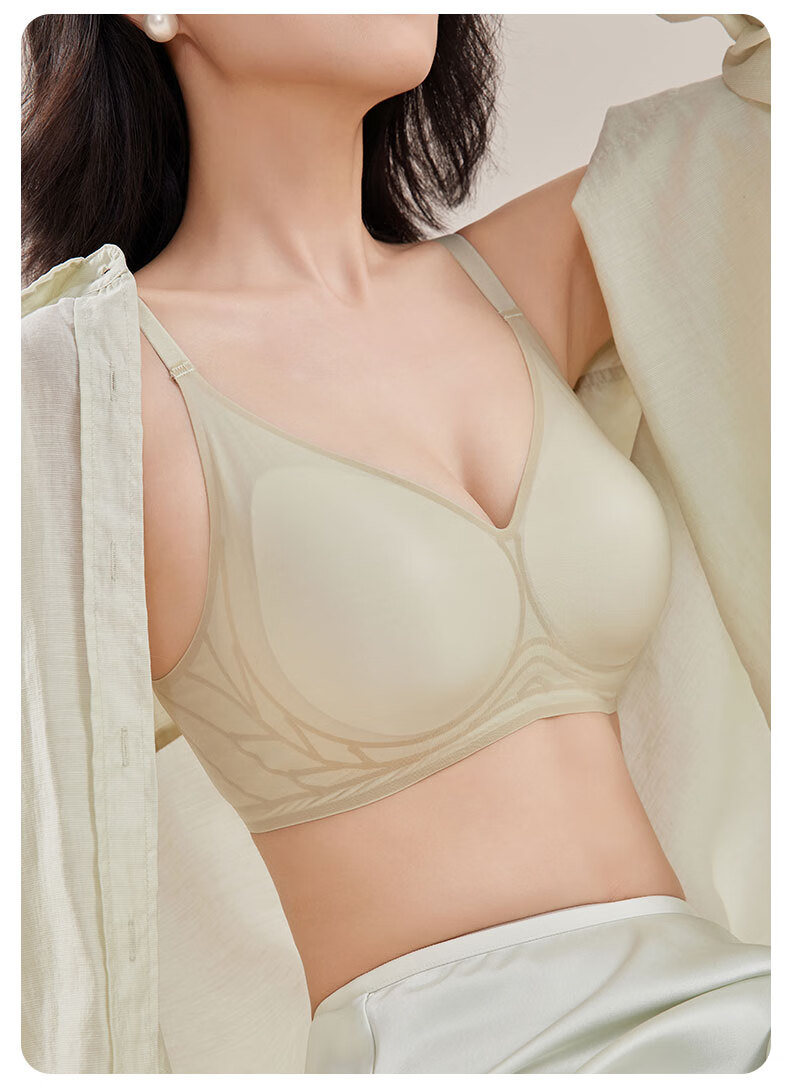GRACEWELL Seamless Bra for Women Large Bust Minimizing Push-Up Anti-Spread Wireless Thin Strap Lightweight Invisible Bra 13
