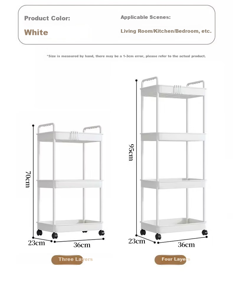 Jingjiayi Baby Stroller Storage Rack, Multi-Layer Bathroom Kitchen Floor-Standing Vegetable Snack Movable Storage Shelf, 3-Tier 8