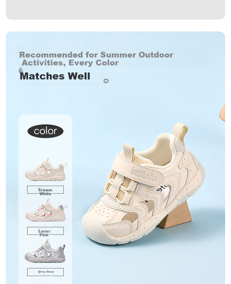 Katetu Toddler Sandals, Children's Summer Shoes, Functional Shoes for Ages 1-3, Closed-Toe Breathable Beach Shoes X4BEA24 8