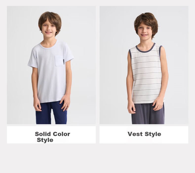 Aimer Kids Boys' Loungewear Set, Modal Striped Top And Shorts, Short Sleeve Set - Sea Salt Blue, Size 110 3