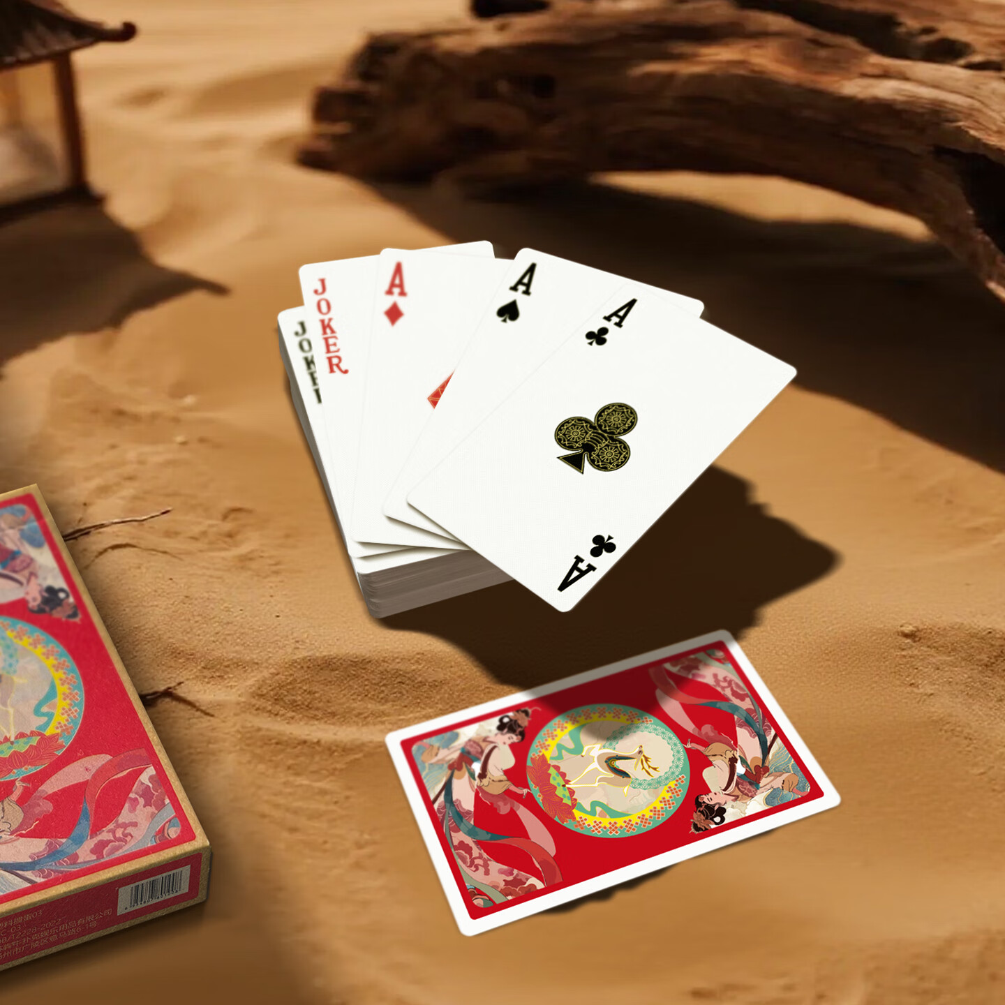 Benniu Dunhuang Feitian Crystal Gold-Edged Waterproof Plastic Playing Cards for Guandan, Chinese Style, High-Quality Cowhide Cards