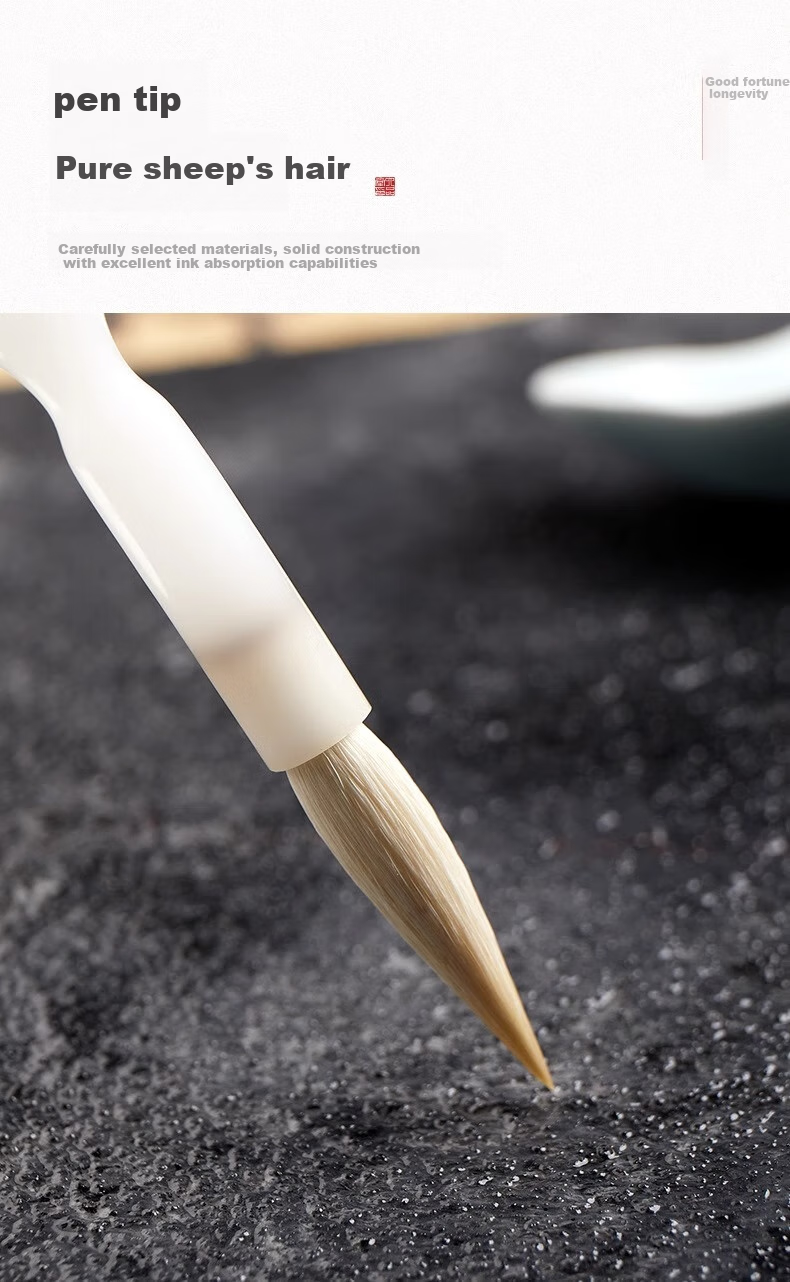 Liupintang Mixed Sheep And Goat Hair Calligraphy Brush for Beginners, Chinese Painting Running Script Lake Brush, Four Treasures of The Study Professional Grade Gift High-End Gift Box Set [Yaotai] 3