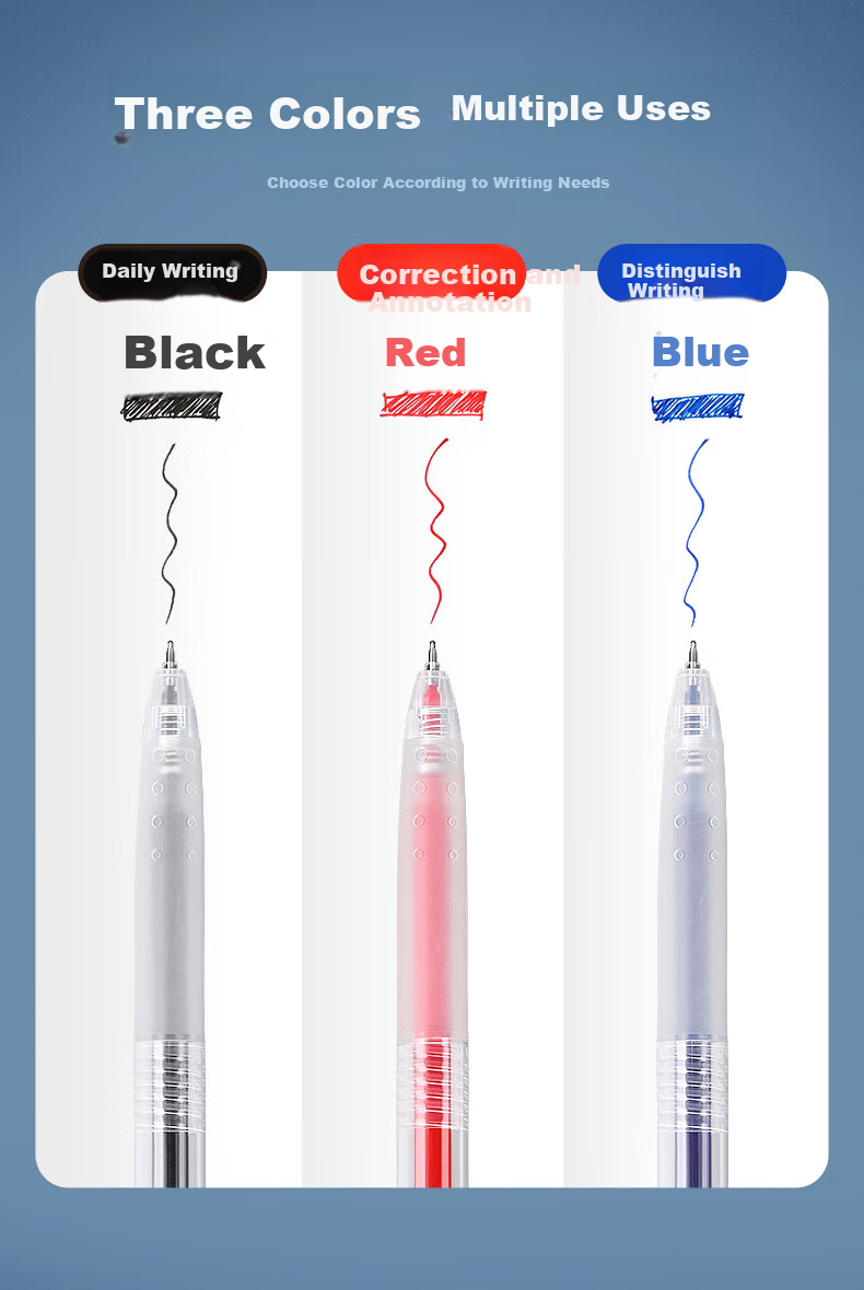 BAOKE PC1925 Retractable Gel Pen 0.5mm Red ST Dual Ball Tip Student Exam Writing Pen Office Signing Pen 12 Pens/Box 5