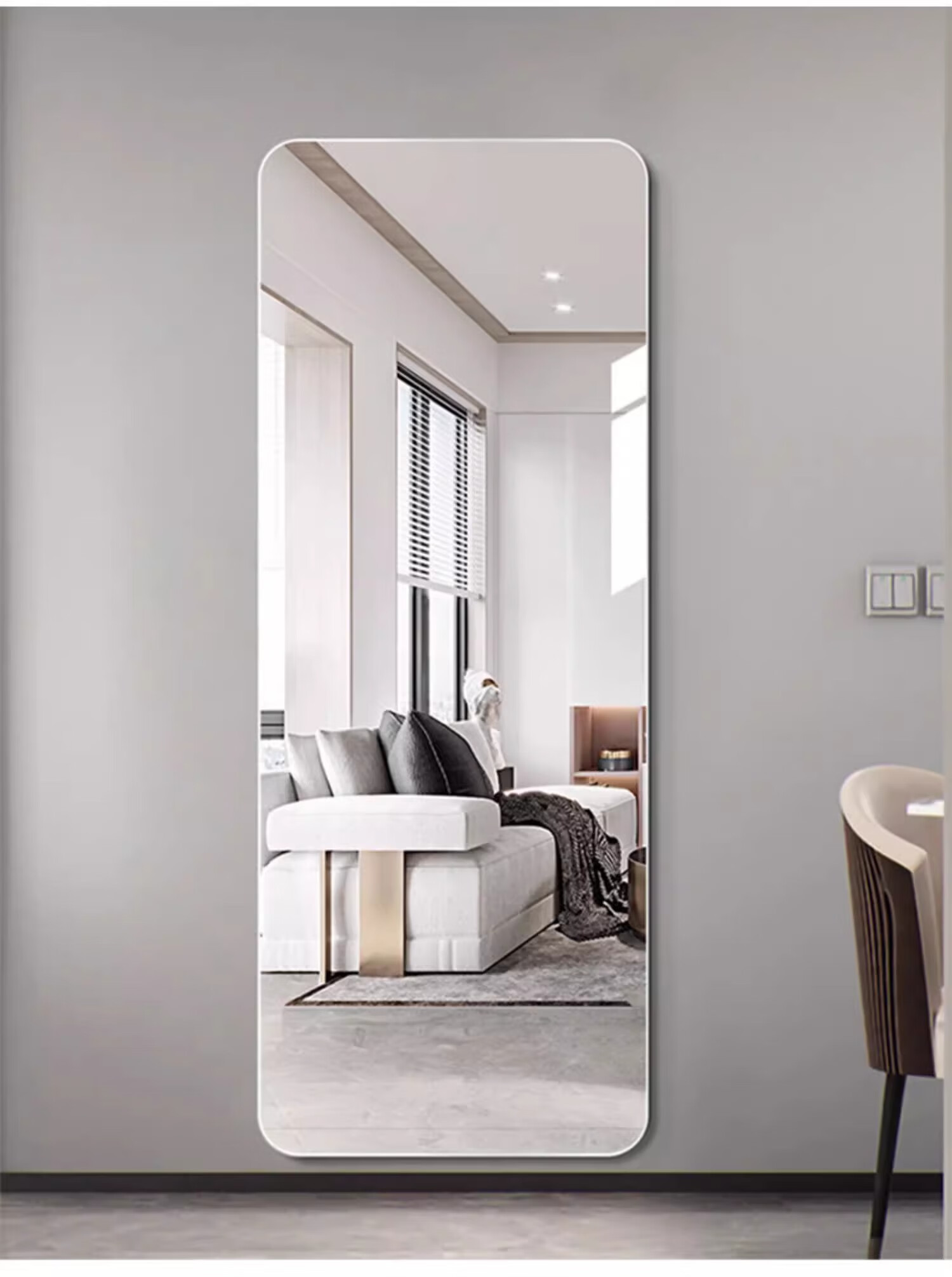 Xiangzhubian Frameless Wall-Mounted Self-Adhesive Full-Length Dressing Mirror for Dormitory Home Entrance Bedroom Glass 50*160cm 12