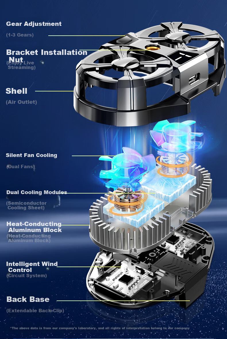 Maitai Dual-Core Cooling, Phone Cooler, Live Streaming Dedicated, Gaming E-Sports, Metal Stand, RGB, Three Temperature Settings, Suitable for Apple Black Shark, Water-Cooled Cooling 2