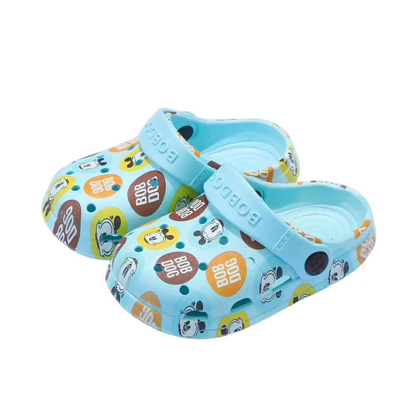 BOBDOG Children's Slippers, Boys And Girls Sandals, Indoor And Outdoor Soft-Soled Clogs with Holes, Light Blue, Size 140