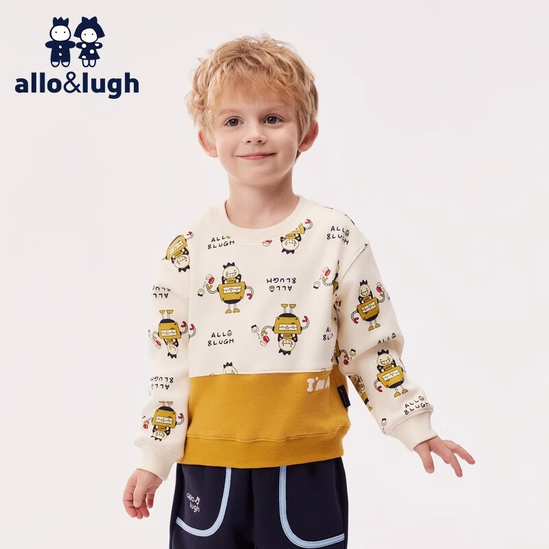 Детский свитшот Allo&lugh, для мальчиков, круглый вырез, вязаный, в стиле осень-зима, для детей, длинный рукав, желтый, размер 90