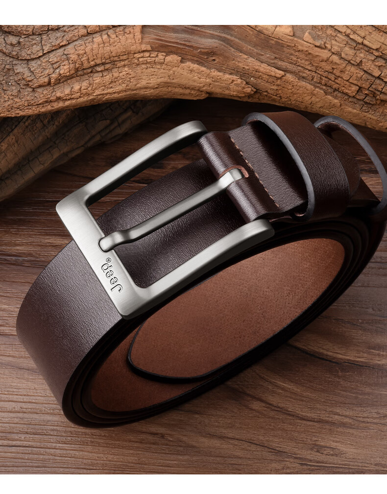 JEEP Men's Genuine Leather Belt Casual Pin Buckle Waist Belt Practical Birthday Gift for Boyfriend Husband Dad 10