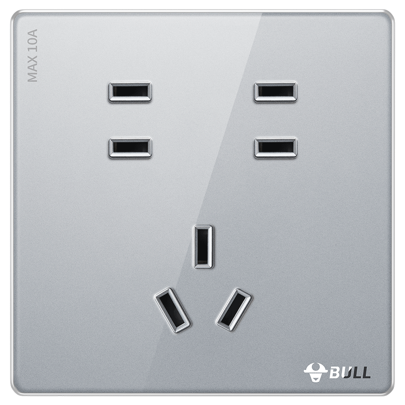 BULL Vintage Switch Socket Acrylic Ultra-thin Panel 10A Seven-hole Socket Panel G70Z323 Moon Shadow Gray