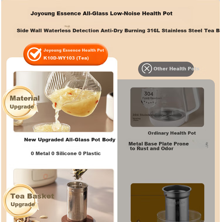 Joyoung Home Use 1L Small Capacity Health Pot, Multi-Purpose Electric Kettle for Hot And Cold Water, Metal Kettle without Glue, Constant Temperature Kettle, K10D-WY103 (Tea) 5