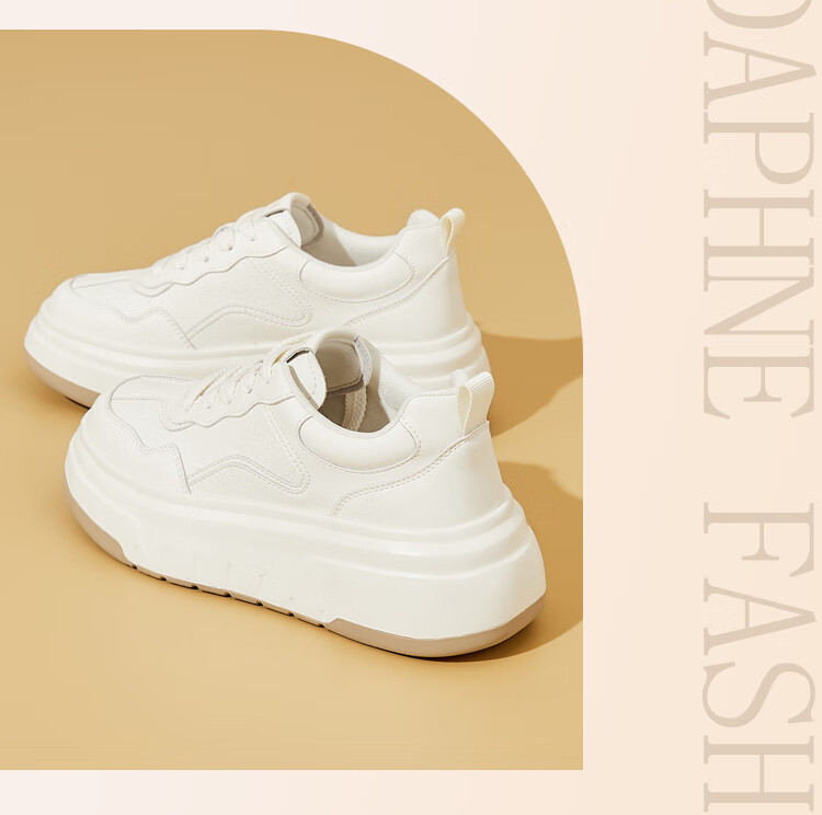 DAPHNE Genuine Leather Thick-Soled White Sneakers for Women, 2025 Spring New Versatile Height-Increasing Casual Sports Shoes, Gray 2