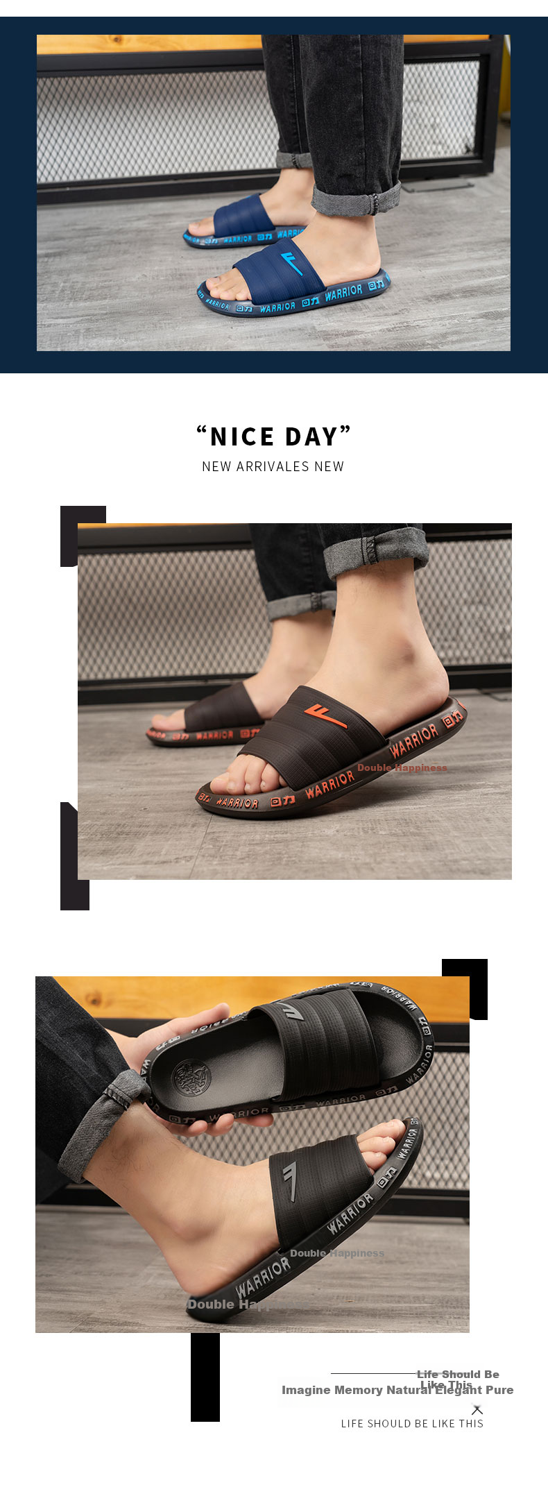 Huili Indoor Non-Slip Slippers for Shower, Couples Style, Outdoor Wear, Versatile Slippers HL0120 Light Blue Size 40 5
