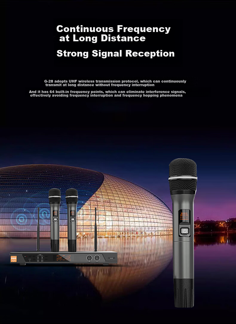 BBS G-28 [Flagship Bestseller], Wireless Microphone System, UHF Dual-Channel Professional Teaching Microphones, Stage Host Microphones, KTV Home Karaoke System for Family Use 16