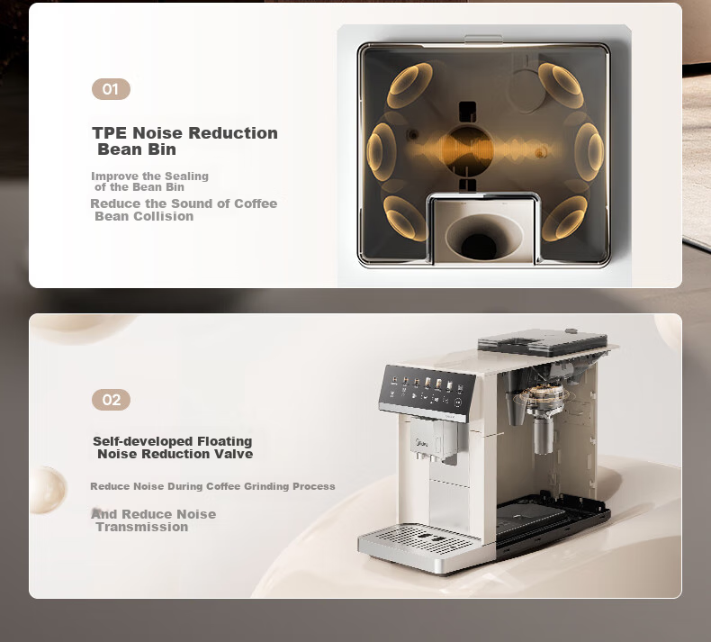 Midea [Flagship Master] Fully Automatic Coffee Machine with Cold And Hot Dual Extraction, All-In Grinder, Home And Office Use, Italian Espresso Milk Frother, Bean Grinder, Large Color Screen Touch Control MA-ACX30 17