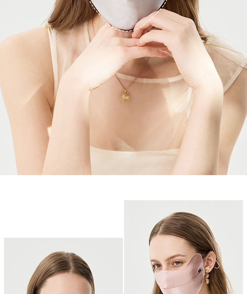 ELLE [Grade A Mulberry Silk] Silk Sun Protection Face Mask for Women, Cooling Face Cover, Gift for Girlfriend 14