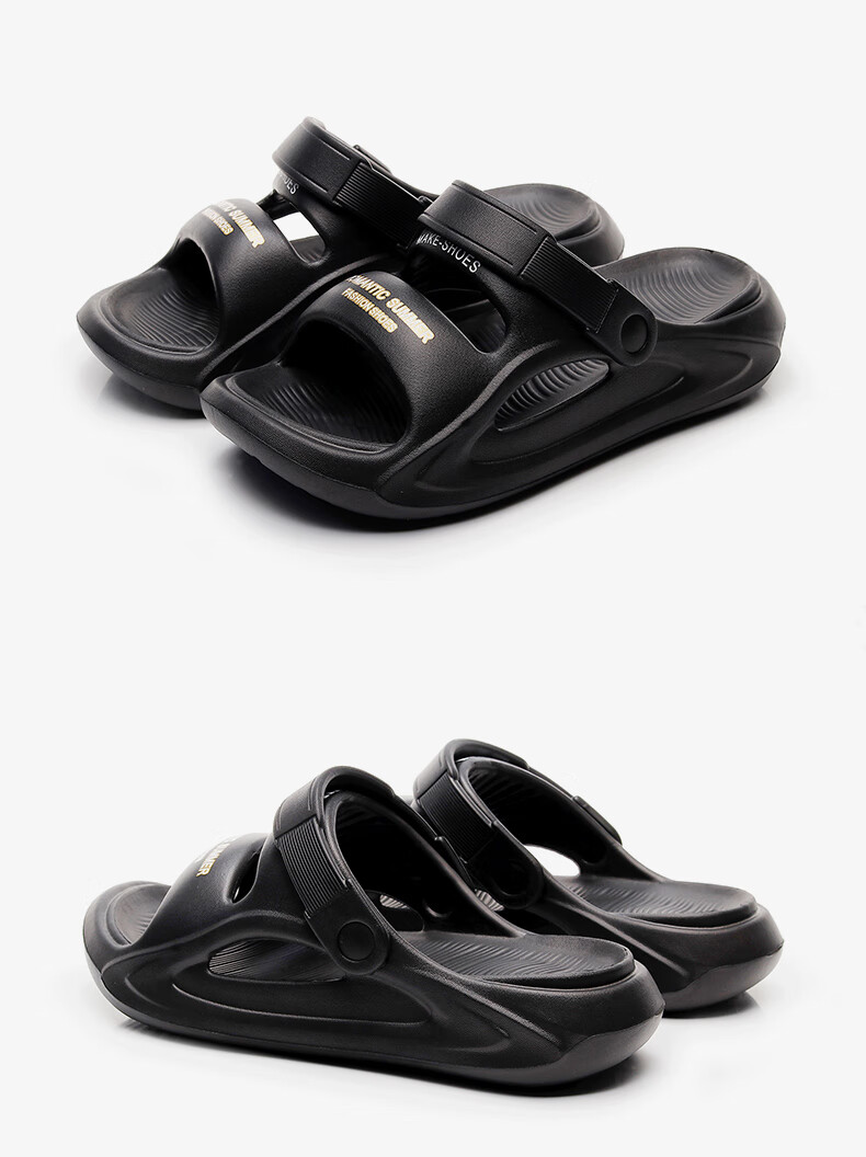 XGGC Men's Summer Outdoor Soft Sole Slippers Cushioned Beach Sandals Trendy Driving Sandals Black Size 40-41 1