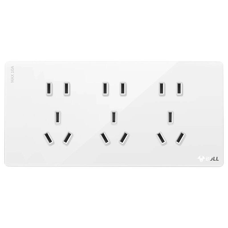 BULL Vintage Switch Socket Acrylic Ultra-thin Panel 118 Type Nine-hole Fifteen-hole Socket G70Z356 Pearl White