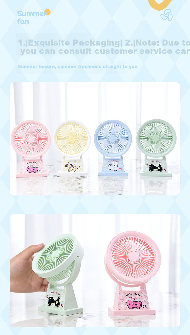 Ouliwen Mini Fan for Desk And Bed, USB Rechargeable, Low Noise, Three Speeds, Portable, Powerful Airflow, for Office And Dormitory Use, Green Color 9