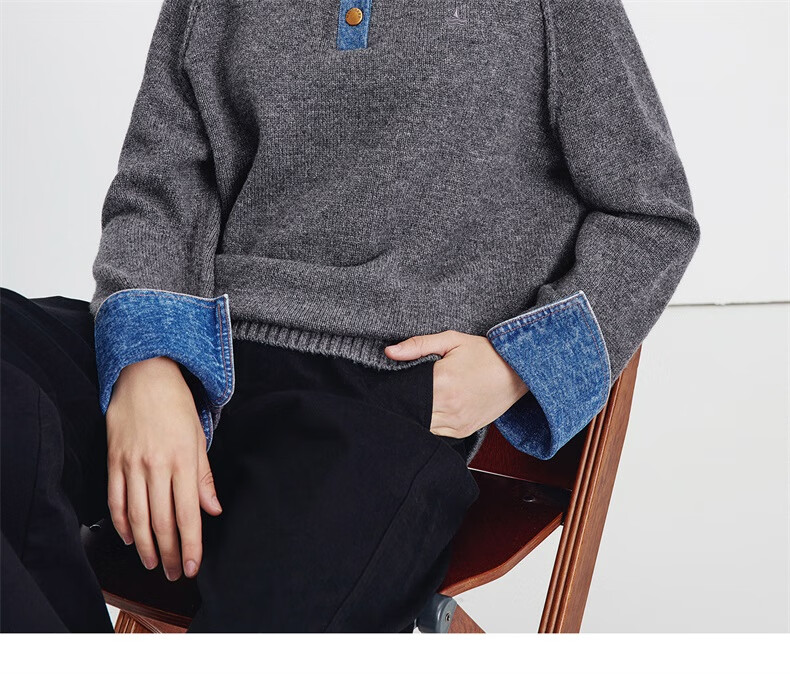Navigare Italian Small Sailboat 25th Anniversary New Knitwear Women Loose Sweater Denim Patchwork Wool Sweater 2334015502 5