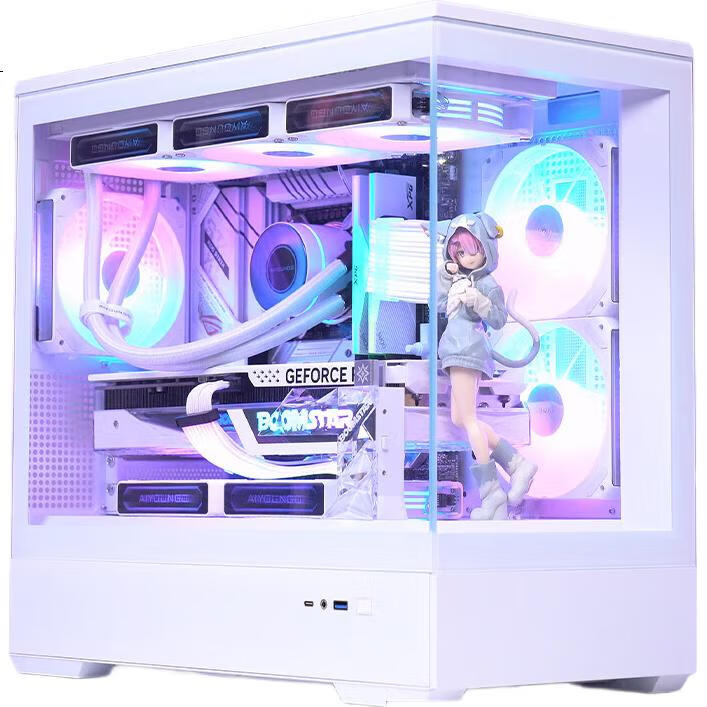 Aigo Starry Sky White Gaming Desktop Computer Case, Supports 360mm Water Cooling, M-ATX Motherboard, Four-Sided Quick Release, 270° Panoramic View, Compatible with 5090 Graphics Card