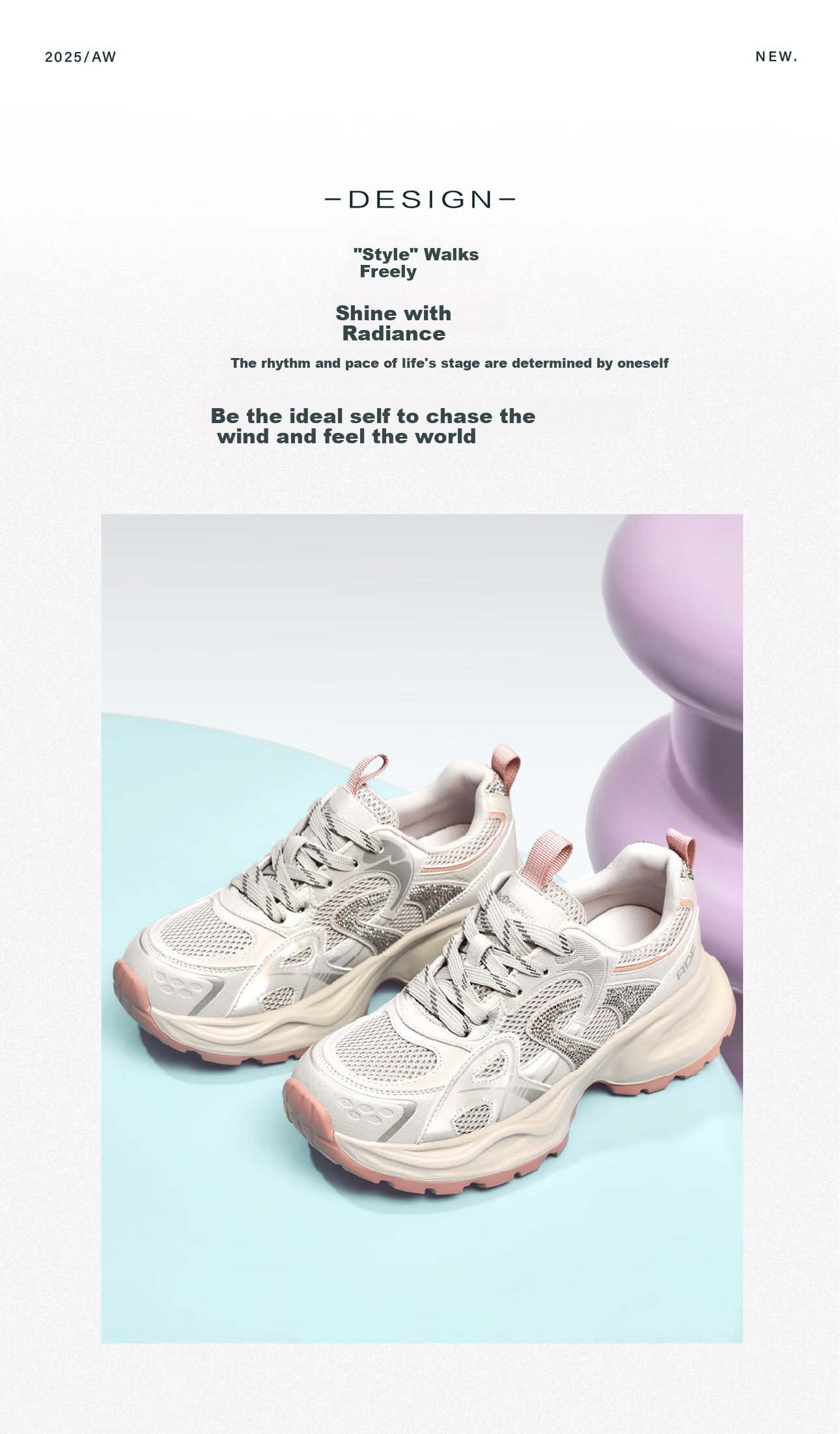 RED DRAGONFLY Chunky Sneakers for Women, Thick-Soled Height-Increasing Versatile Mesh Shoes, Sports Running Shoes WTB35259 Beige Size 36 2