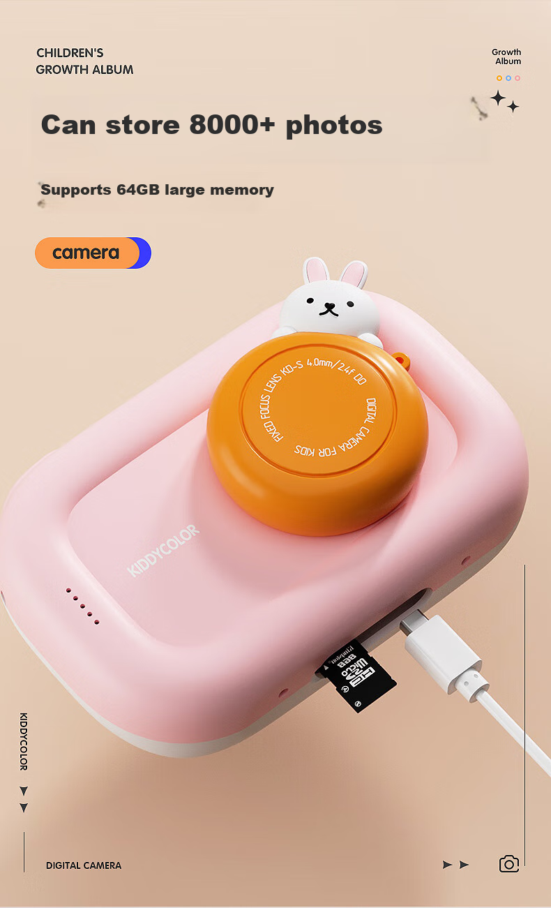 KIDDYCOLOR Children's Cartoon Camera (Unicorn 64GB), Digital CCD Student Toy, Dual Cameras, Touchscreen, WIFI Transfer, for Girls 14