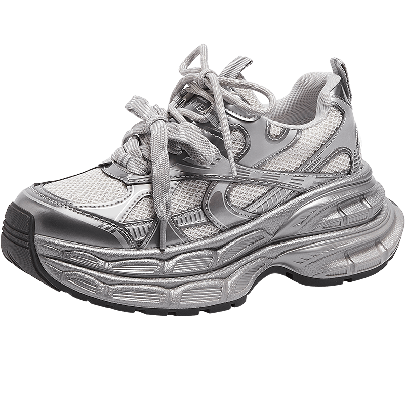 CAMEL Silver Moon Outdoor Retro Dad Shoes Thick Sole Casual Shoes L24A283742A Silver Size 35
