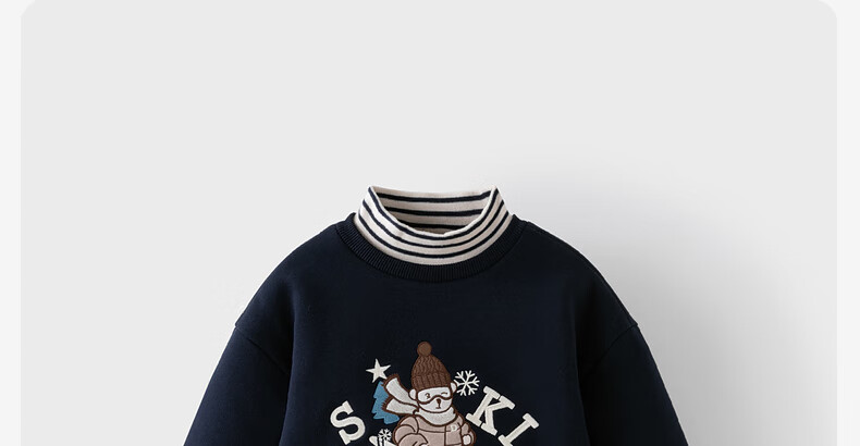 DAVE & BELLA Children's Fleece-Lined Sweatshirt, Girls' Autumn And Winter Wear, Boys' Clothing, Girls' Turtleneck Top, Children's Apparel 13