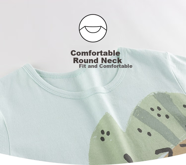 THREEGUN Water-Soft Cotton Children's Short-Sleeve Shorts Pajama Set for Boys And Girls, 89205D0, Angel Blue, Size 110 3