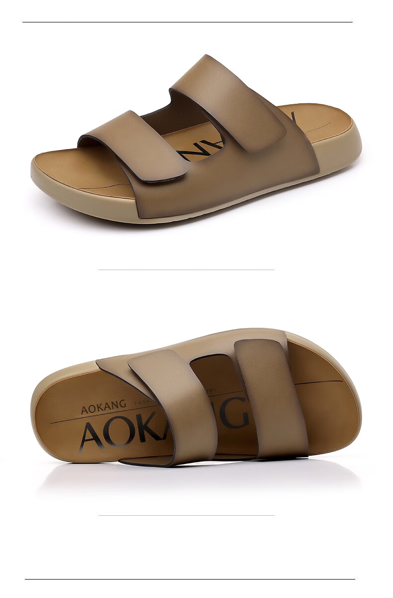 Aokang New Men's Birkenstock Sandals, Summer Slippers, Simple Slide Sandals, Soft-Soled Beach Shoes, Gray, Size 38 10