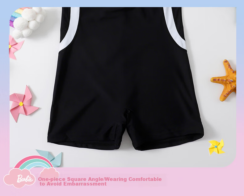 Barbie Children's Sun Protection Swimsuit One-Piece Dress for Older Girls, Conservative Swimwear for Elementary, Middle And High School Training for Young Wome 39