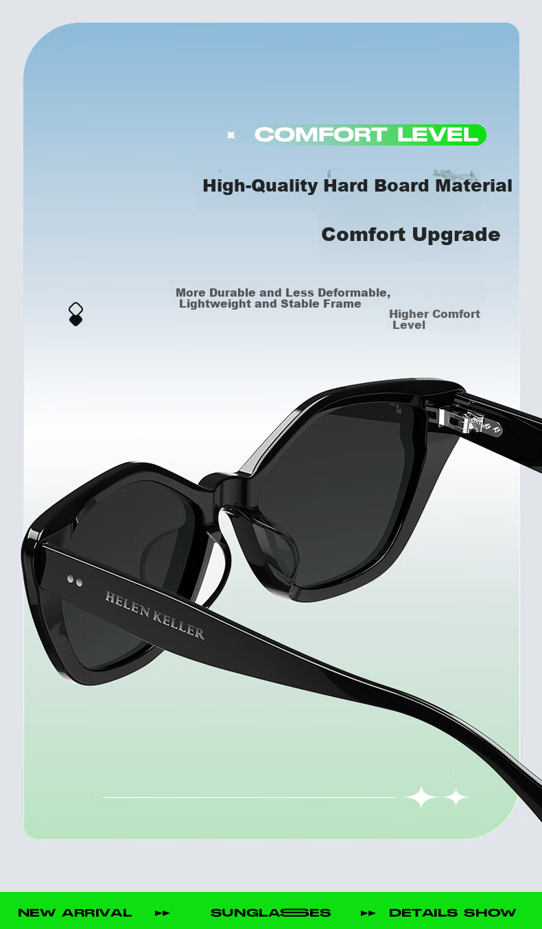 HELEN KELLER Cat Eye Sunglasses for Women, Trendy Butterfly-Shaped Sunglasses, UV Protection for Men's H2705N01 6