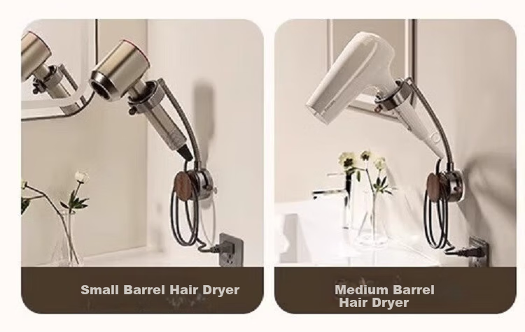 Fanxia Suction Cup Hair Dryer Holder, No Drilling Required, Bathroom Hair Dryer Rotating Wind Tube Hanger, Wall-Mounted Lazy Person's Handless Desig 6