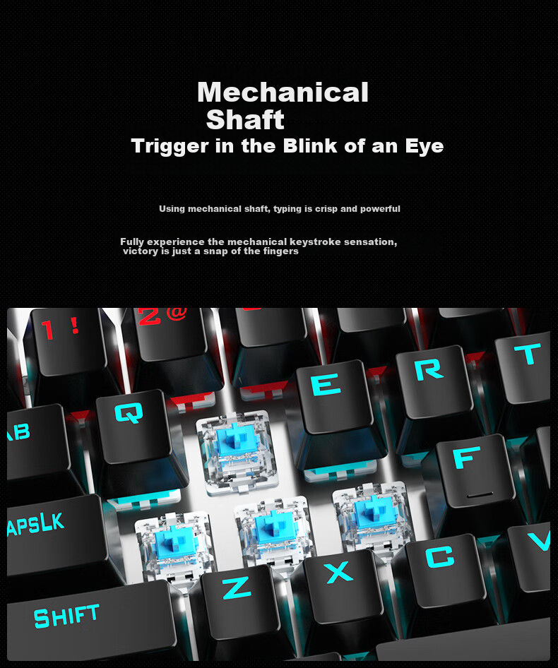 AULA S500 Mechanical Keyboard Wired Backlit Full-Size 104-Key Gaming E-Sports Computer Multimedia Office PUBG Full Anti-Ghosting Retro Three-Color Scheme Ice Blue Light Green Switches 3
