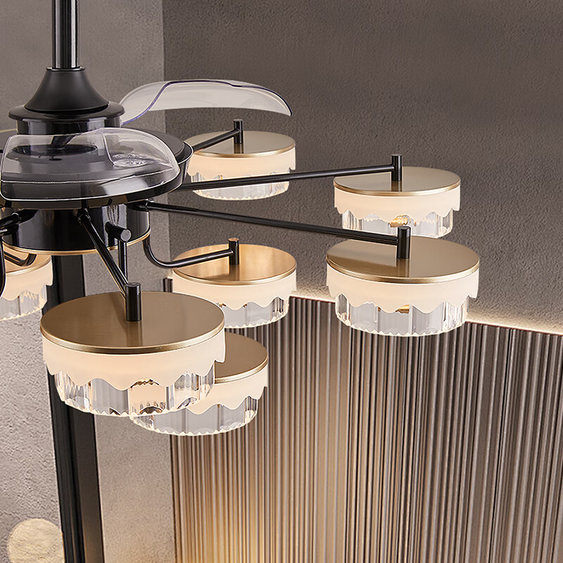 NVC Modern Luxury Invisible Ceiling Fan Light Chandelier New High-End Dining Room with Installation BY-DC-Q01-120
