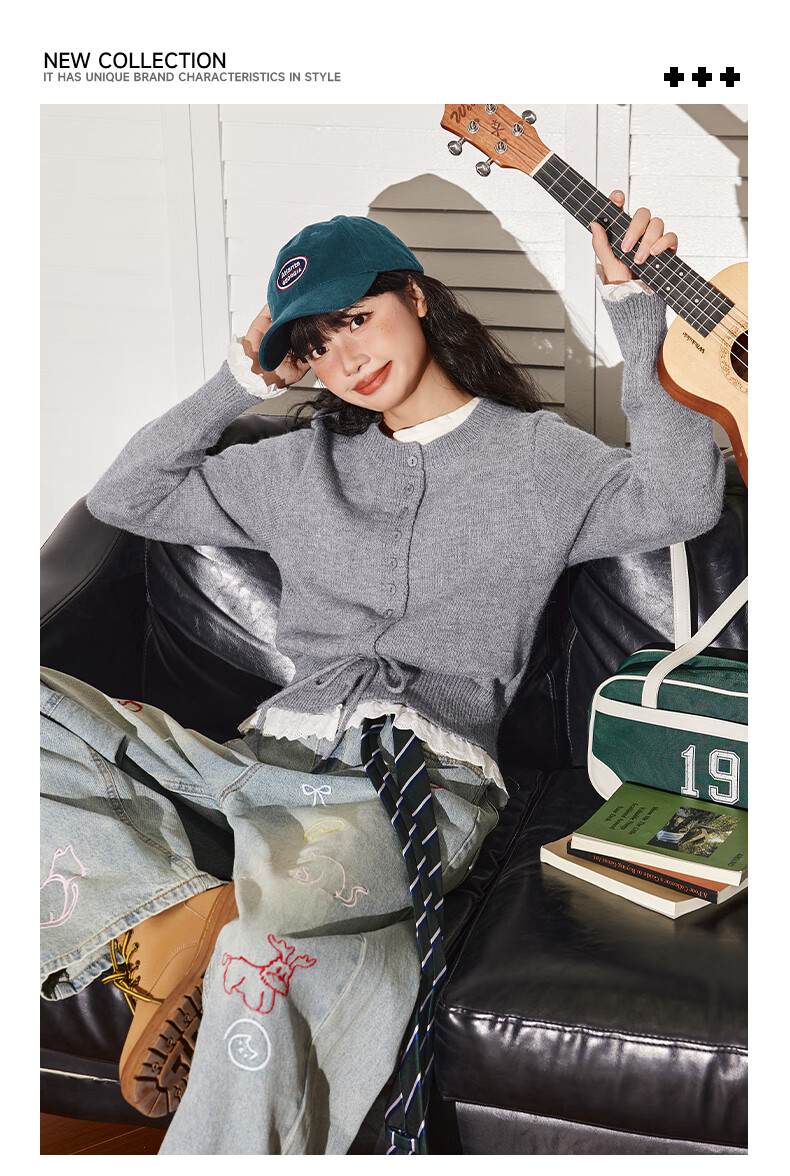 TonLion Women's Sweater Faux Cashmere Knit Colorblock Ruffle Cardigan Spring Autumn New Slim Fit Top 1